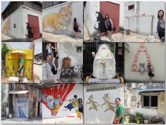 Cat Murals, some are destroyed. Best pic is Darling the Mouse FACE-OFF with Skippy the cat!
